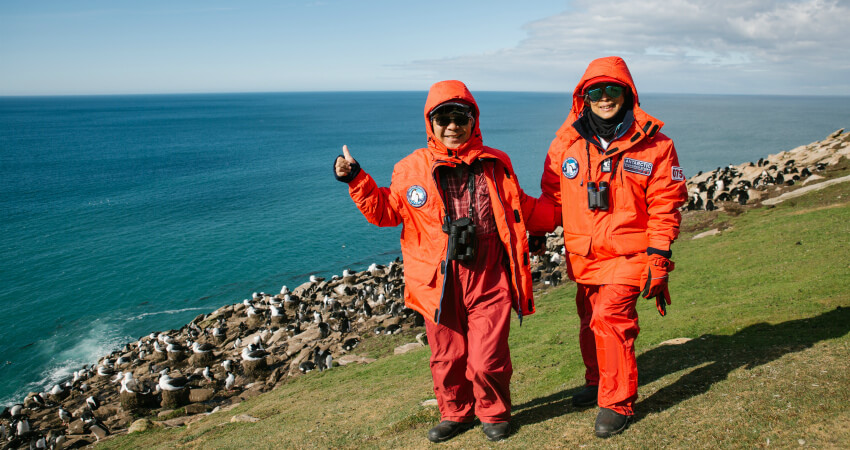 Туристы в путешествии на Фолкленды